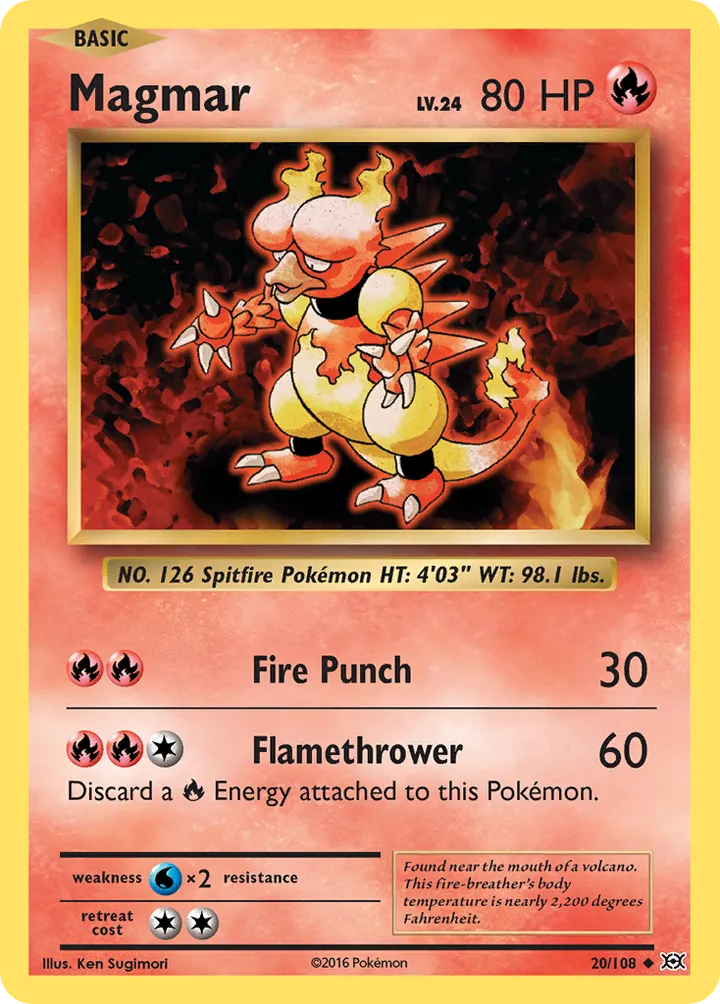 XY—Evolutions 英語版 Magmar 20 カード表面