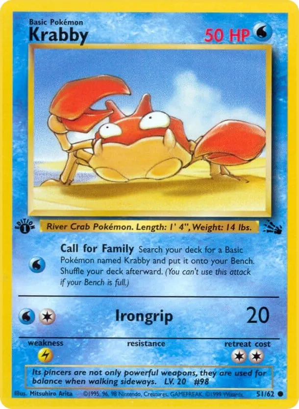 Fossil 영어판 Krabby 51 카드 앞면