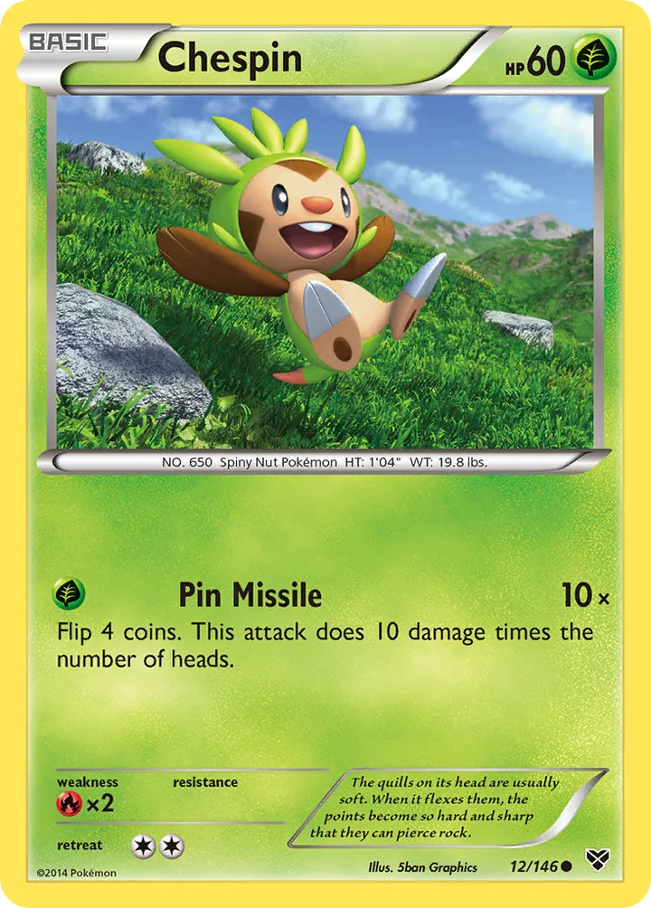 XY 영어판 Chespin 12 카드 앞면
