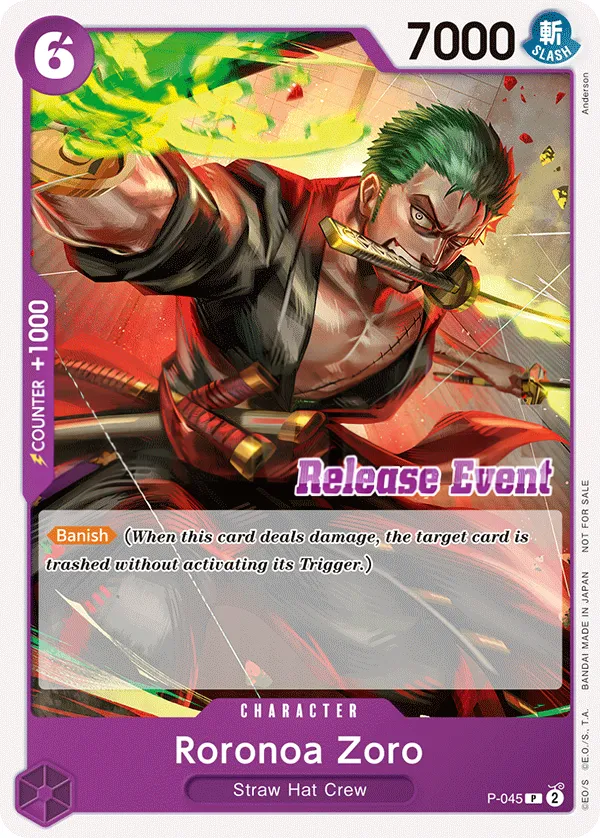 Promotion Cards 영어판 Roronoa Zoro P-045 · 패럴렐 카드 앞면