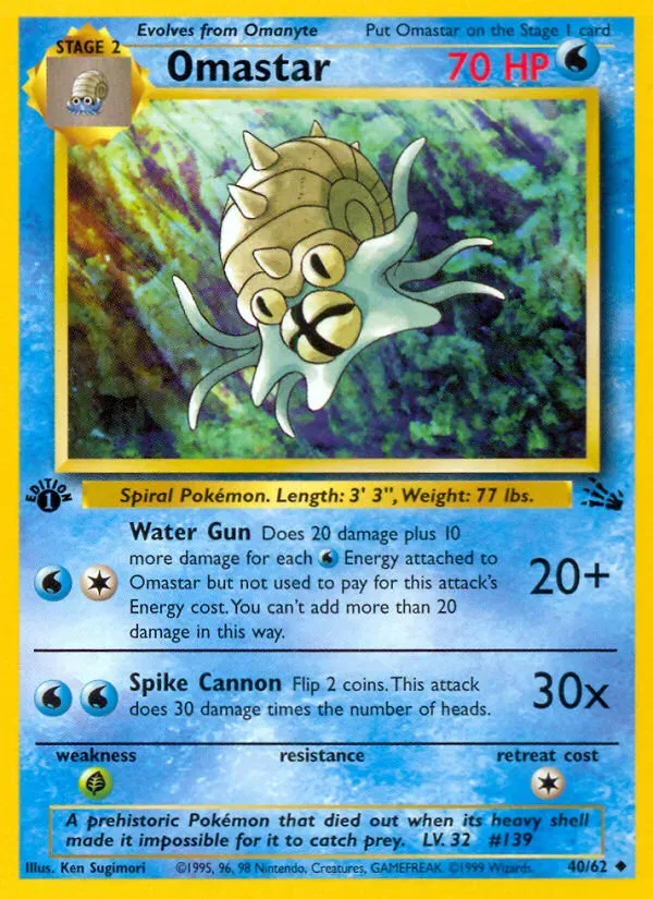 Fossil 영어판 Omastar 40 카드 앞면