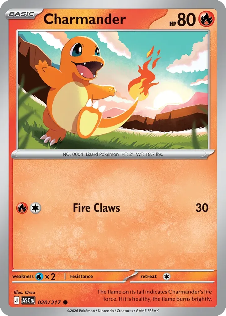 Mega Evolution—Ascended Heroes 英語版 Charmander 20 カード表面
