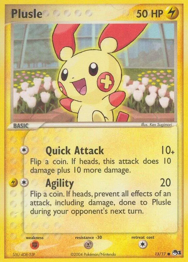 POP Series 1 영어판 Plusle 13 카드 앞면