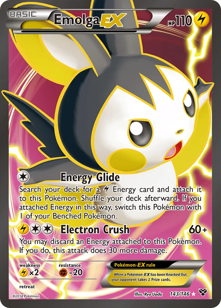XY 영어판 Emolga-EX 143 카드 앞면