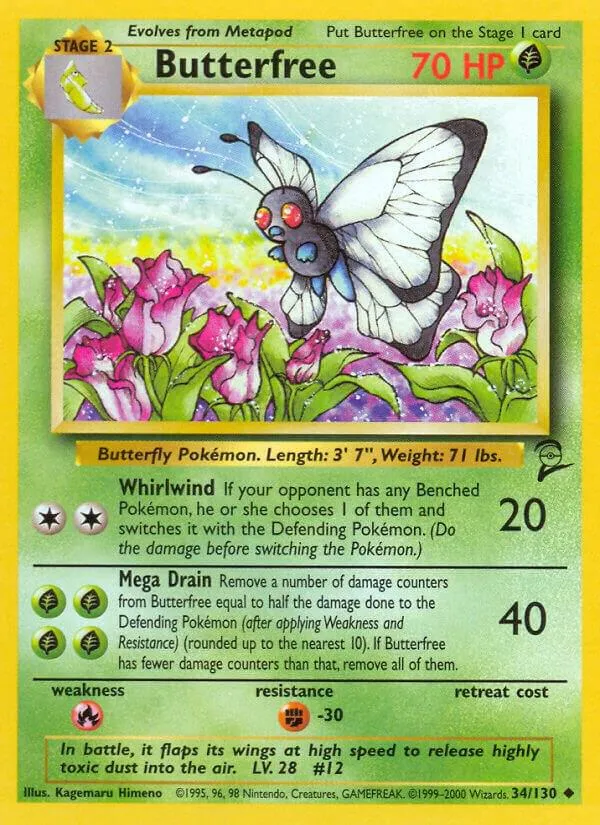 Base Set 2 영어판 Butterfree 34 카드 앞면