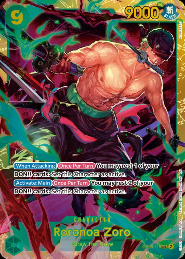 Wings of the Captain 英語版 Roronoa Zoro OP06-118 · 再録 2 カード表面