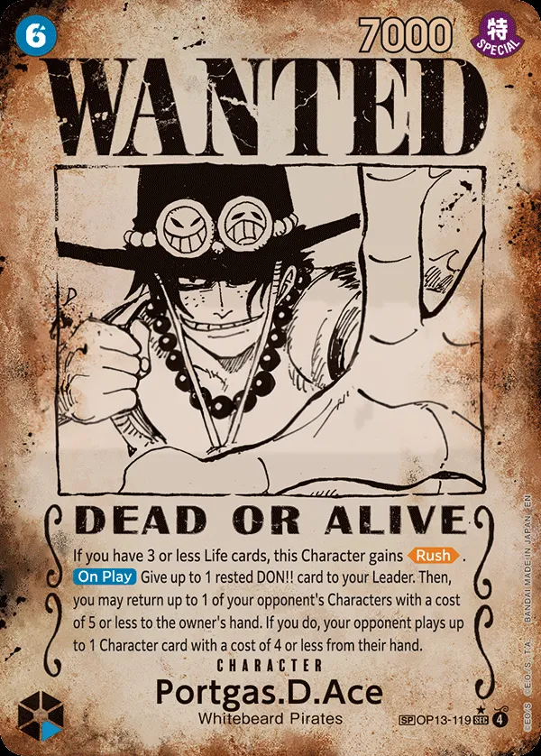 Front of Portgas.D.Ace OP13-119 · Parallel 4, Carrying on His Will English