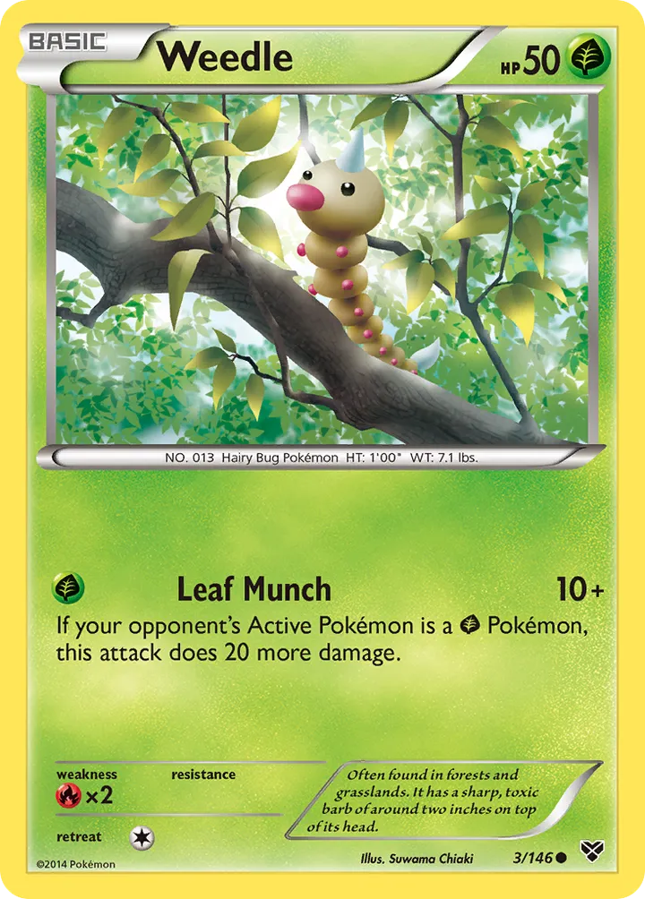 XY 영어판 Weedle 3 카드 앞면