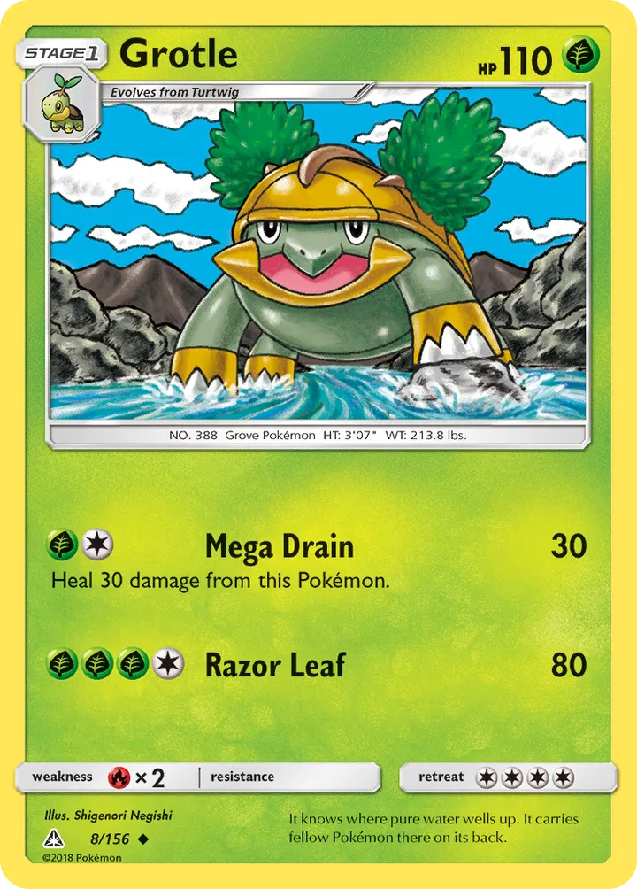 Sun & Moon—Ultra Prism 영어판 Grotle 8 카드 앞면