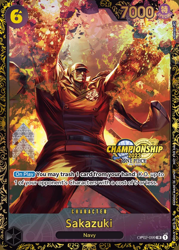 Paramount War 영어판 Sakazuki OP02-099 · 챔피언십 카드 앞면
