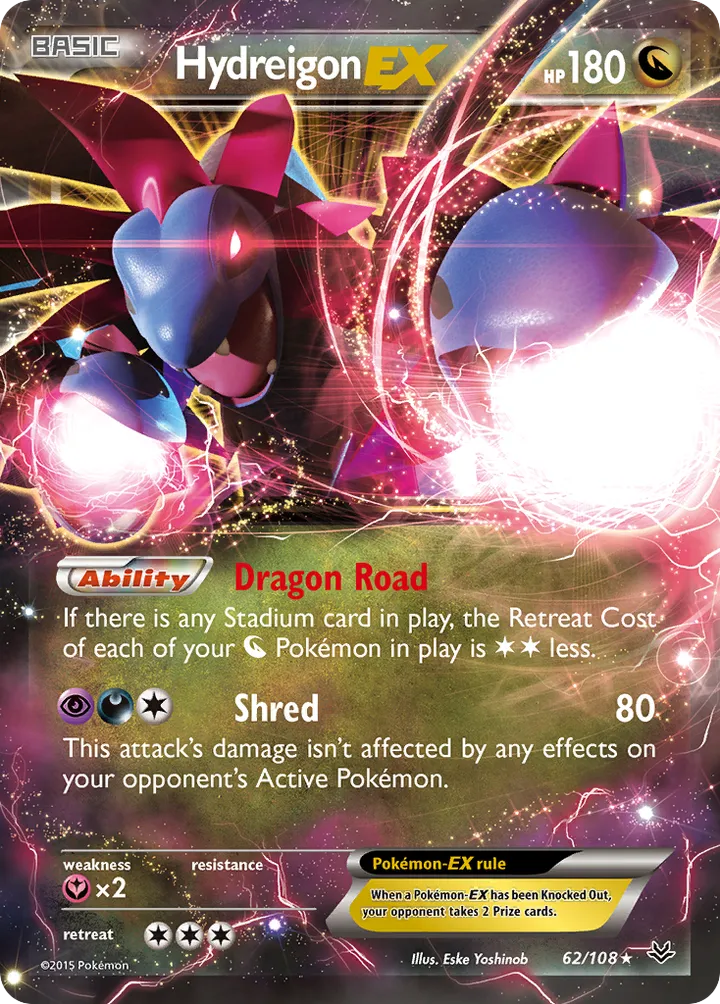 XY—Roaring Skies 영어판 Hydreigon-EX 62 카드 앞면