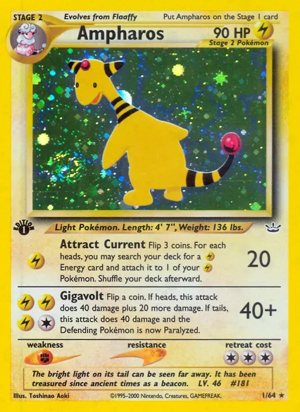 Neo Revelation 영어판 Ampharos 1 카드 앞면