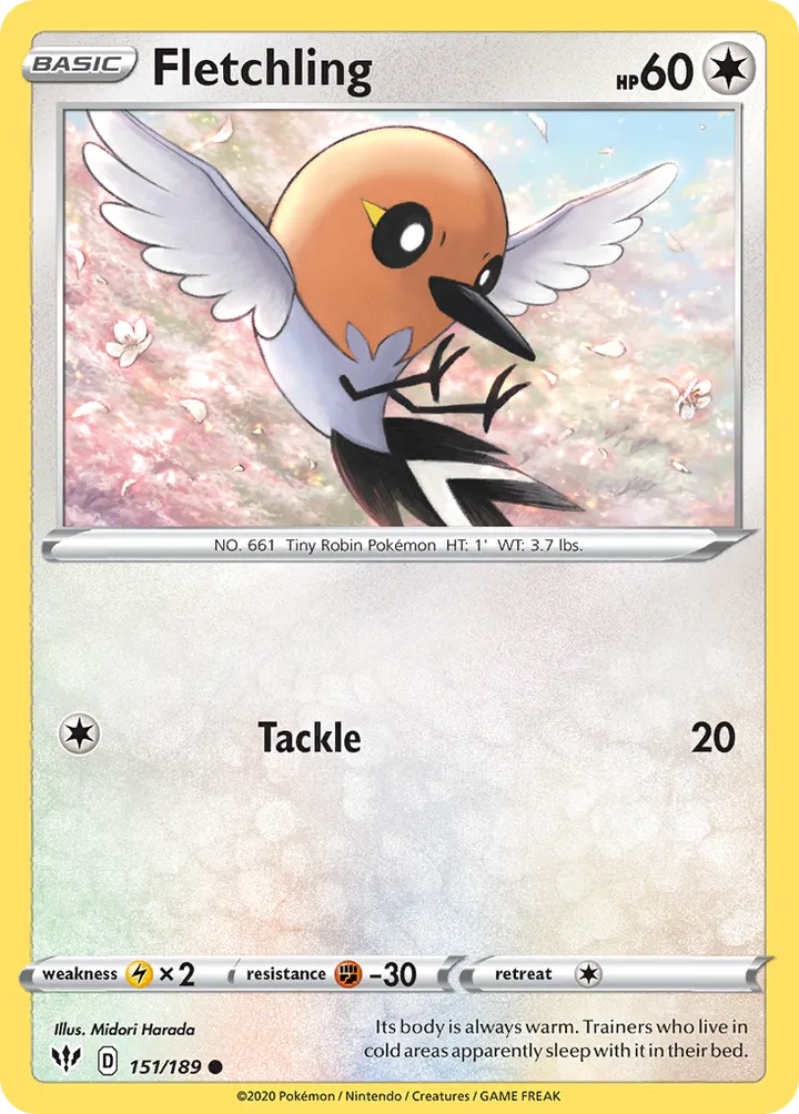 Sword & Shield—Darkness Ablaze 영어판 Fletchling 151 카드 앞면