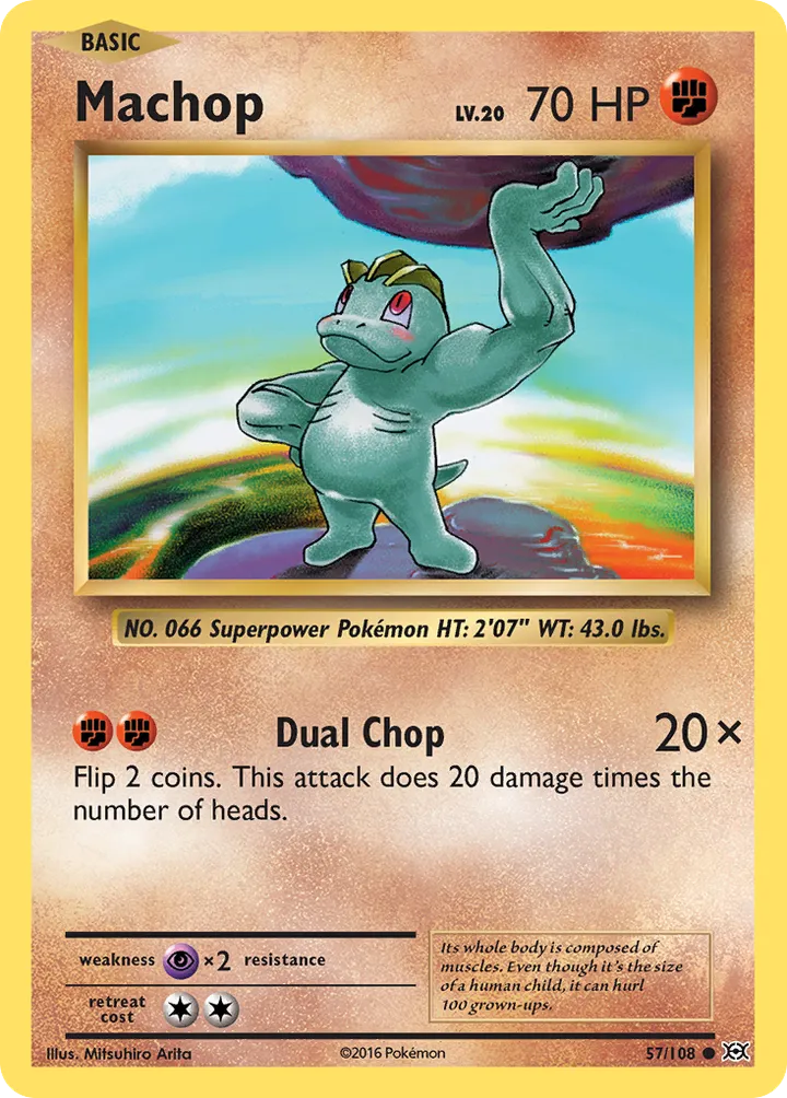 XY—Evolutions 영어판 Machop 57 카드 앞면
