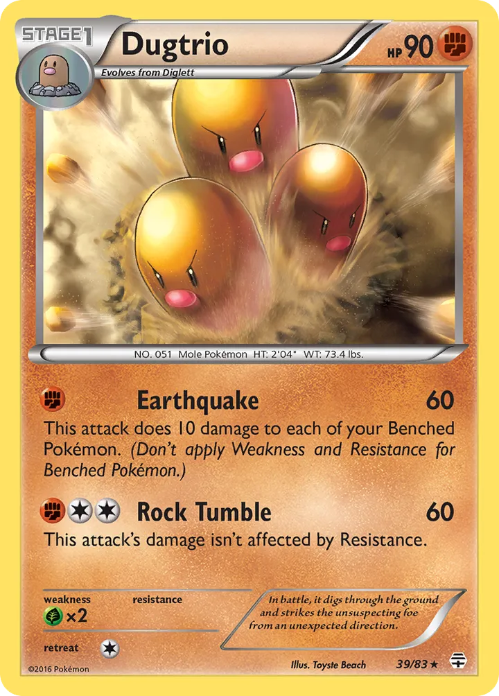 Generations 영어판 Dugtrio 39 카드 앞면