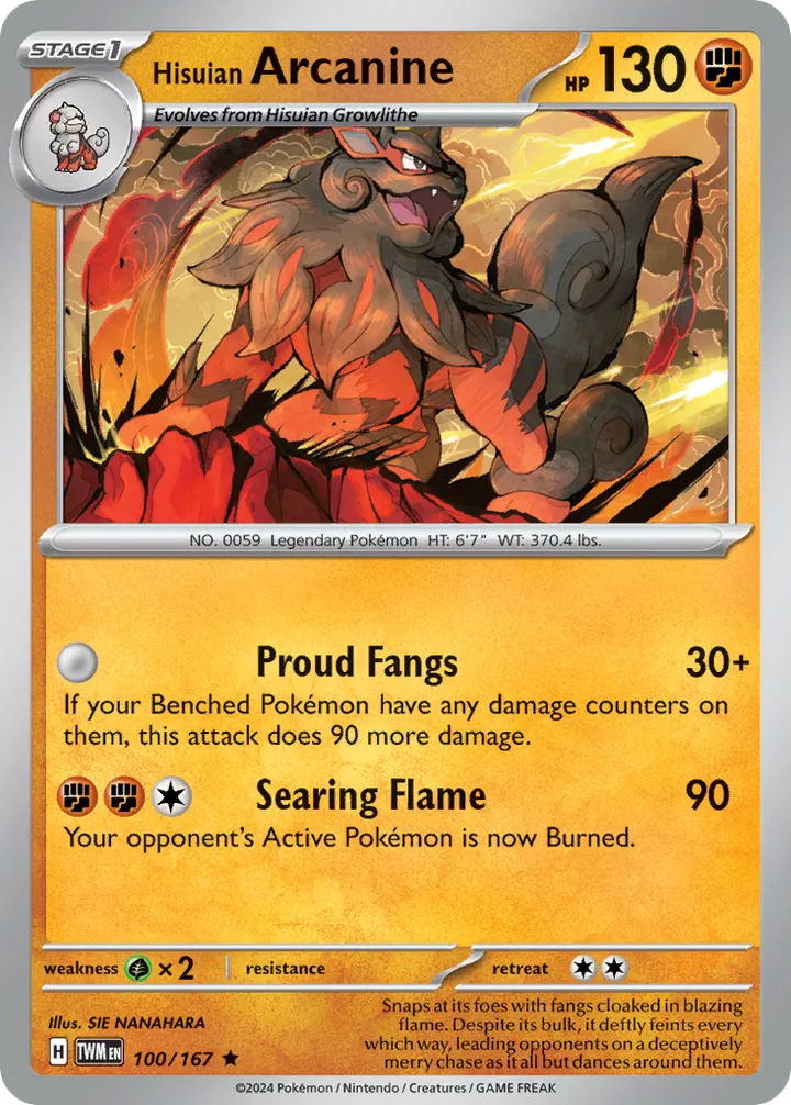 Scarlet & Violet—Twilight Masquerade 영어판 Hisuian Arcanine 100 카드 앞면