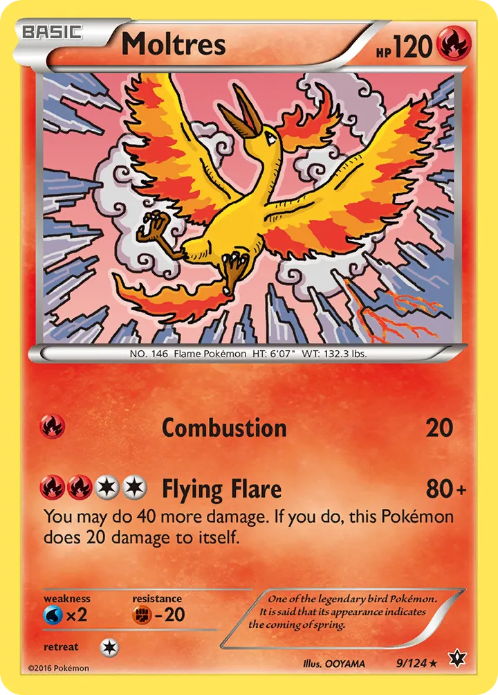 XY—Fates Collide 영어판 Moltres 9 카드 앞면