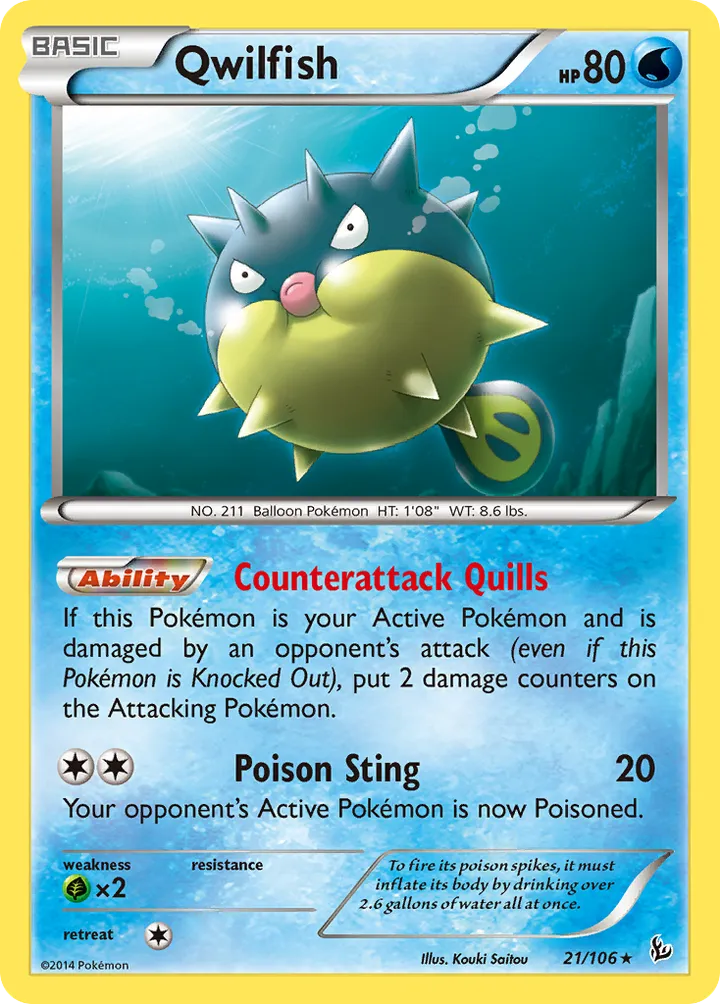 XY—Flashfire 영어판 Qwilfish 21 카드 앞면