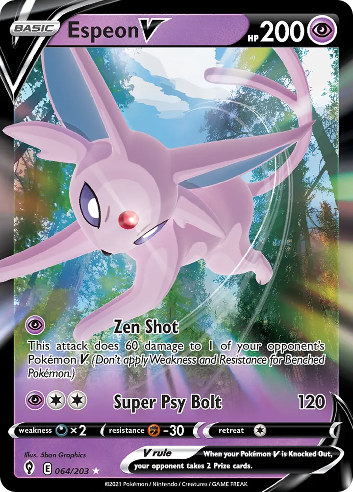 Sword & Shield—Evolving Skies 영어판 Espeon V 64 카드 앞면