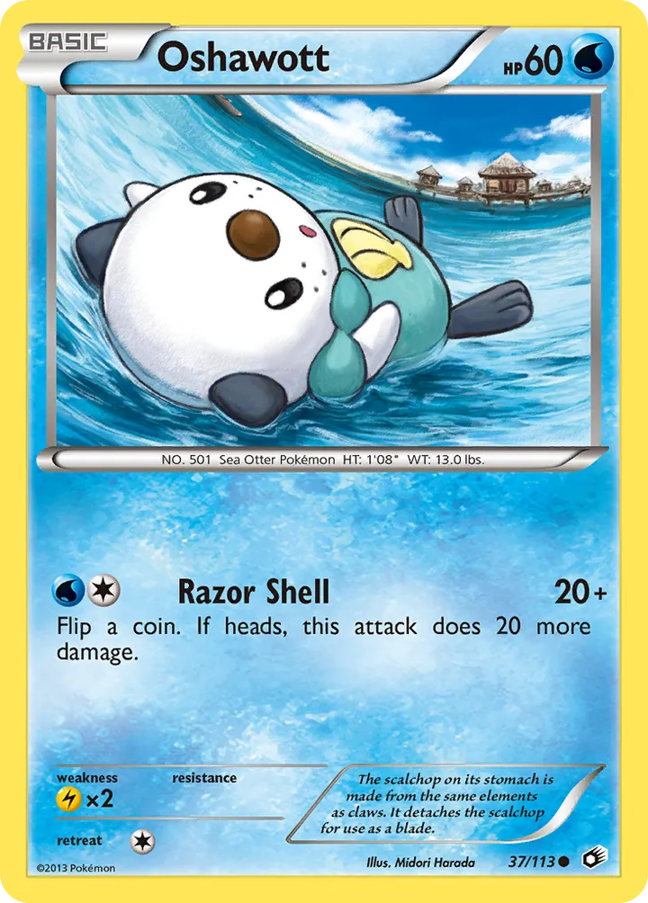 Black & White—Legendary Treasures 영어판 Oshawott 37 카드 앞면