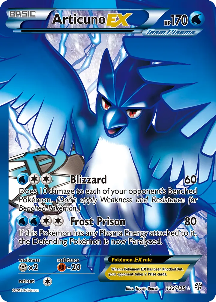 Black & White—Plasma Storm 英語版 Articuno-EX 132 カード表面
