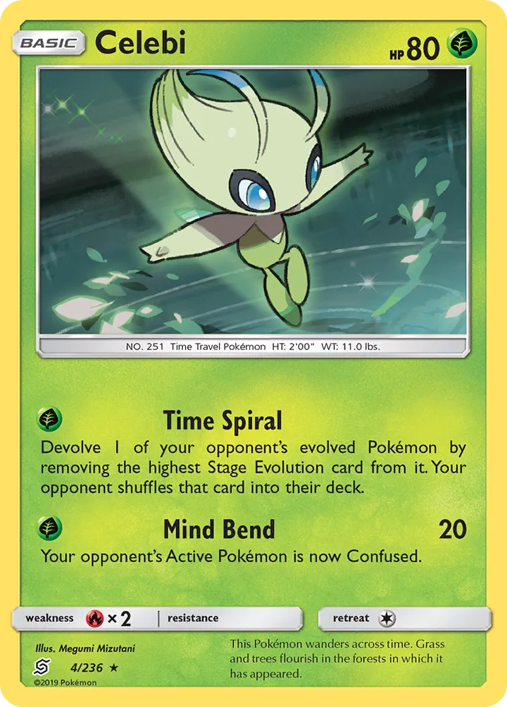 Sun & Moon—Unified Minds 영어판 Celebi 4 카드 앞면