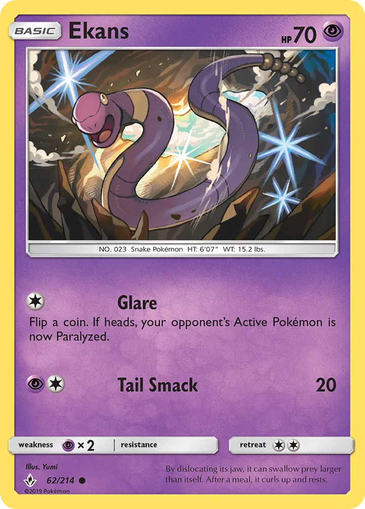 Sun & Moon—Unbroken Bonds 영어판 Ekans 62 카드 앞면