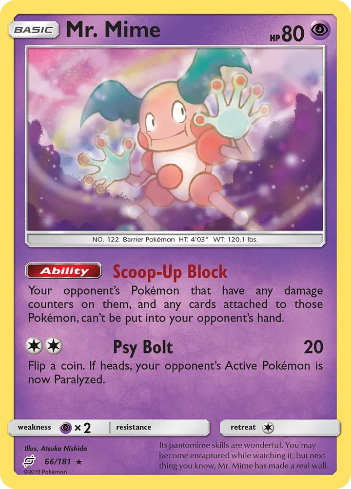 Sun & Moon—Team Up 영어판 Mr. Mime 66 카드 앞면