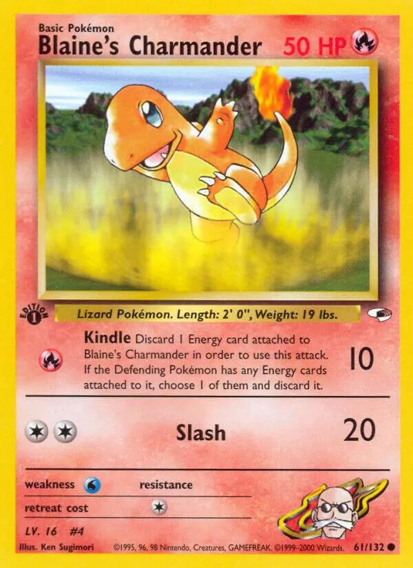 Gym Heroes 영어판 Blaine's Charmander 61 카드 앞면