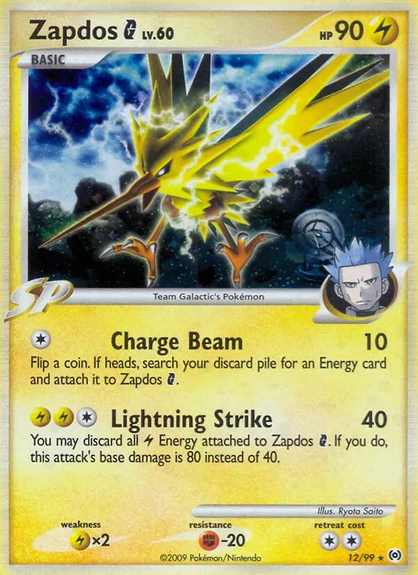 Platinum—Arceus 英語版 Zapdos G 12 カード表面