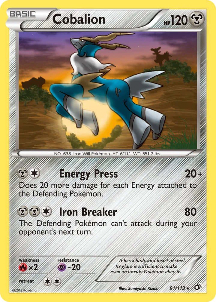 Black & White—Legendary Treasures 영어판 Cobalion 91 카드 앞면