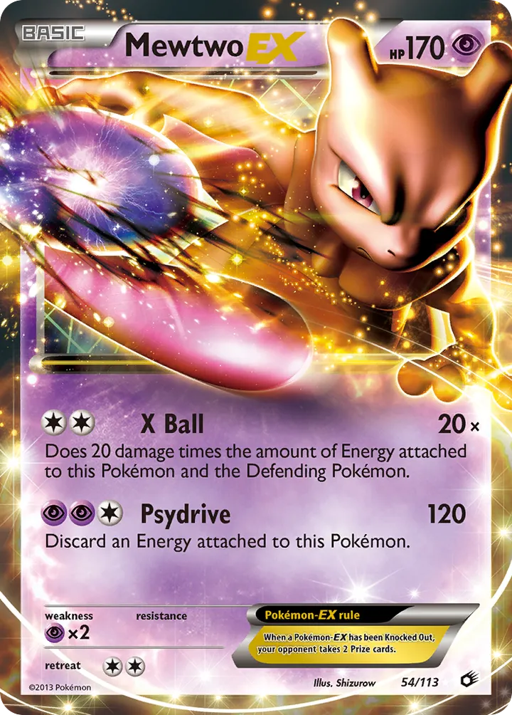 Black & White—Legendary Treasures 영어판 Mewtwo-EX 54 카드 앞면