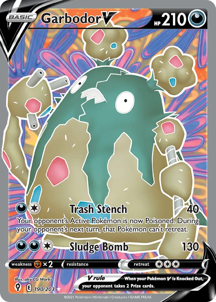 Front of Garbodor V 190, Sword & Shield—Evolving Skies English