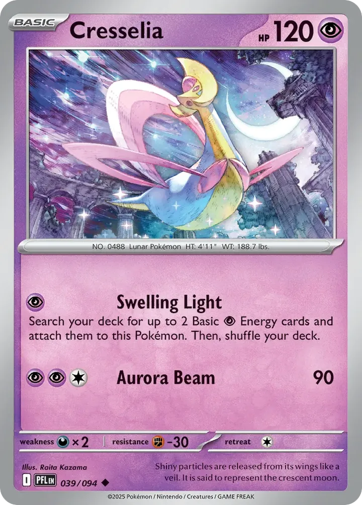 Mega Evolution—Phantasmal Flames 영어판 Cresselia 39 카드 앞면