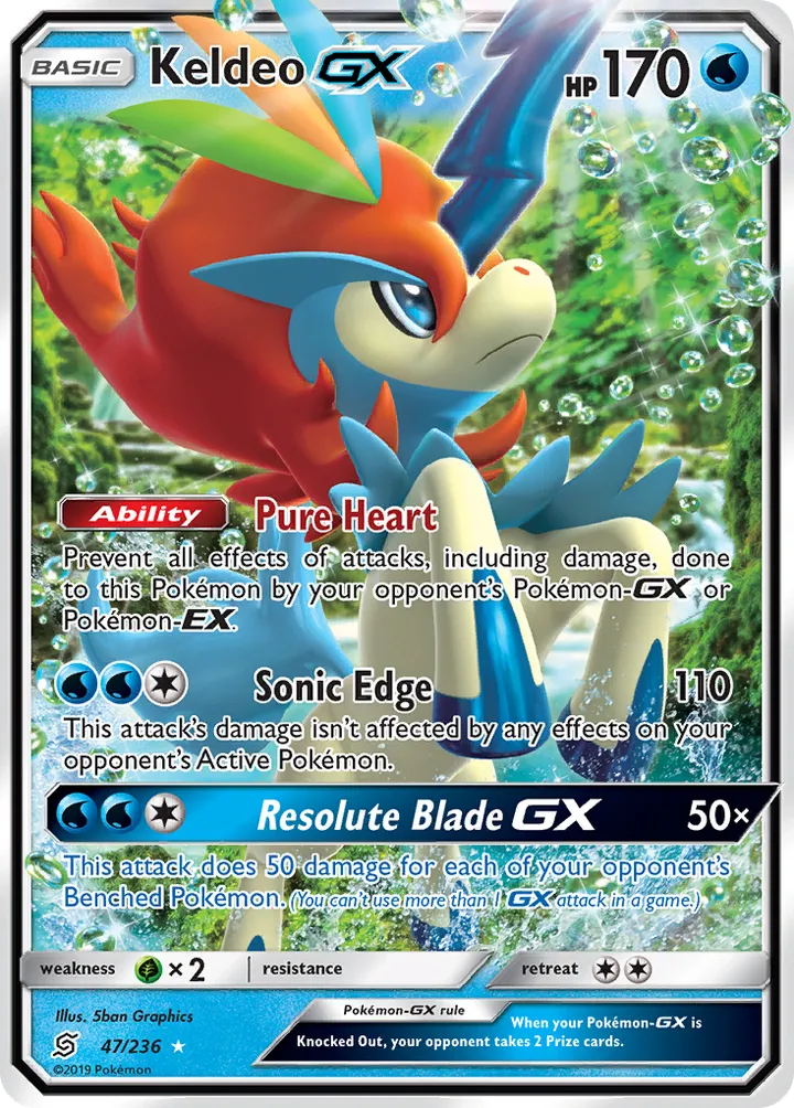 Sun & Moon—Unified Minds 英語版 Keldeo-GX 47 カード表面