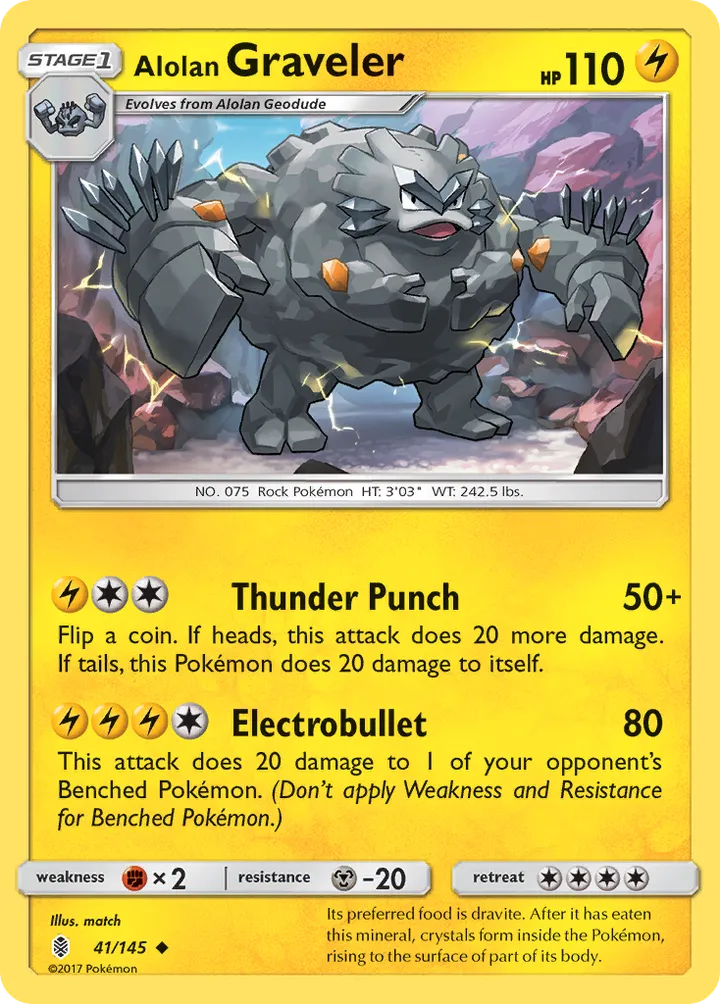 Sun & Moon—Guardians Rising 영어판 Alolan Graveler 41 카드 앞면