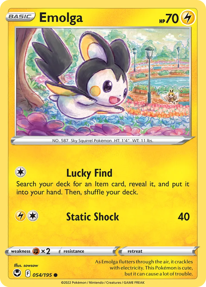 Sword & Shield—Silver Tempest 英語版 Emolga 54 カード表面
