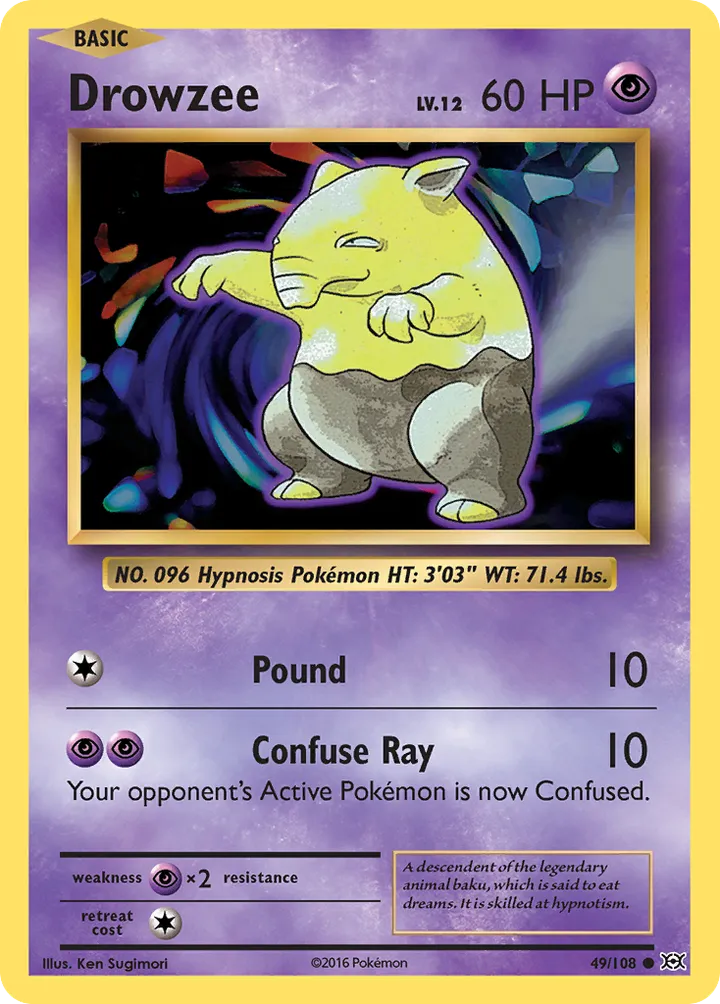 XY—Evolutions 영어판 Drowzee 49 카드 앞면