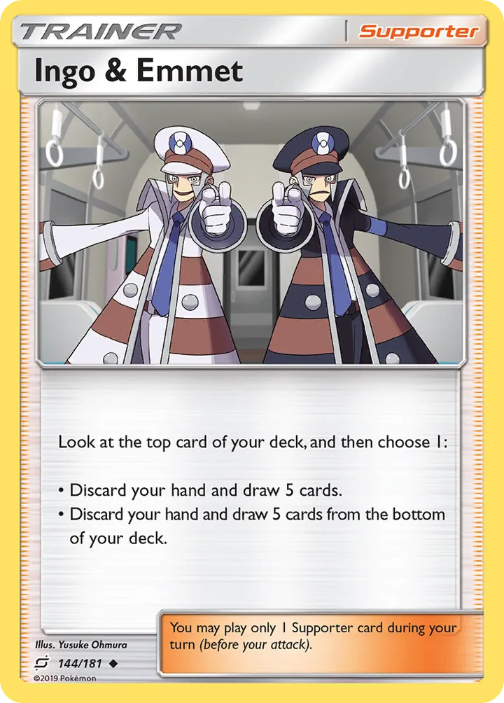 Sun & Moon—Team Up 英語版 Ingo & Emmet 144 カード表面