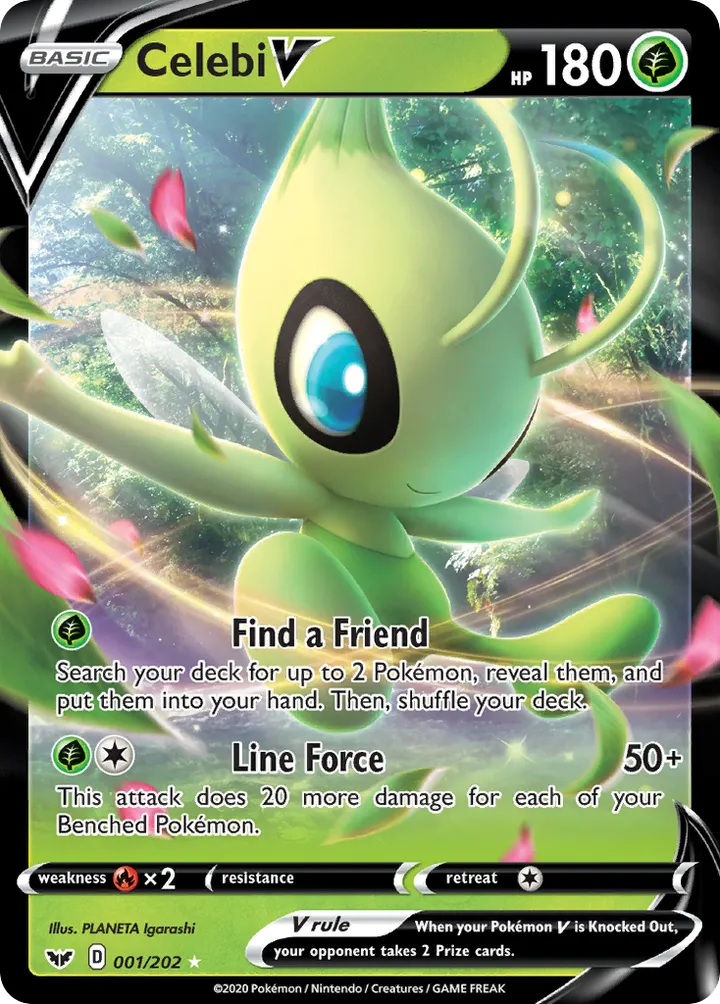 Sword & Shield 영어판 Celebi V 1 카드 앞면