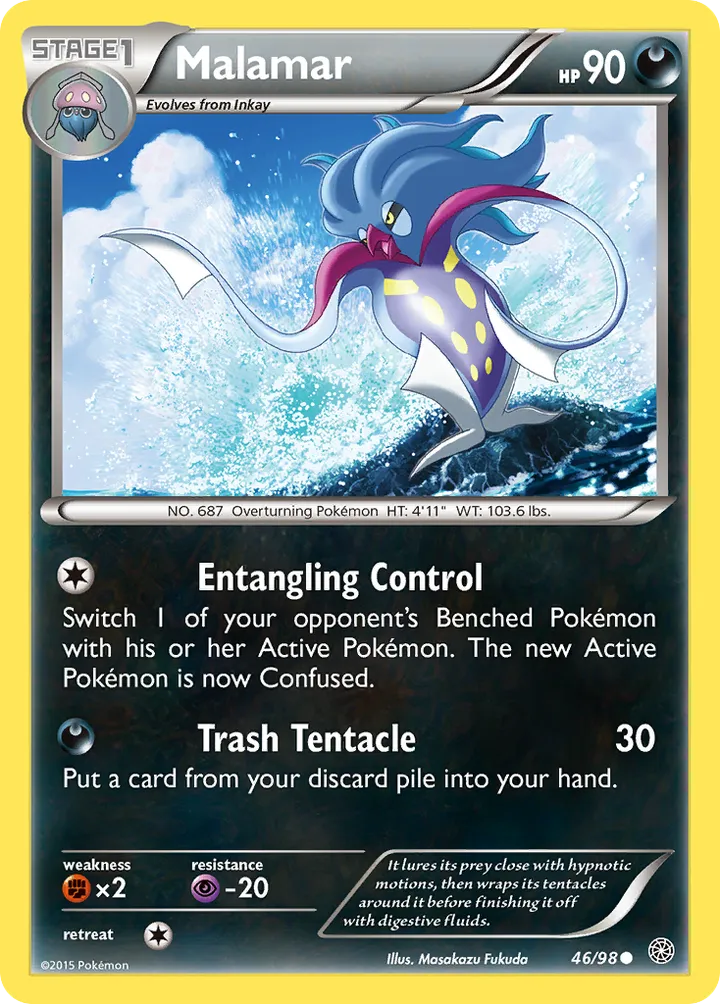 XY—Ancient Origins 영어판 Malamar 46 카드 앞면
