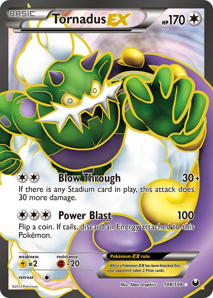 Black & White—Dark Explorers 영어판 Tornadus-EX 108 카드 앞면