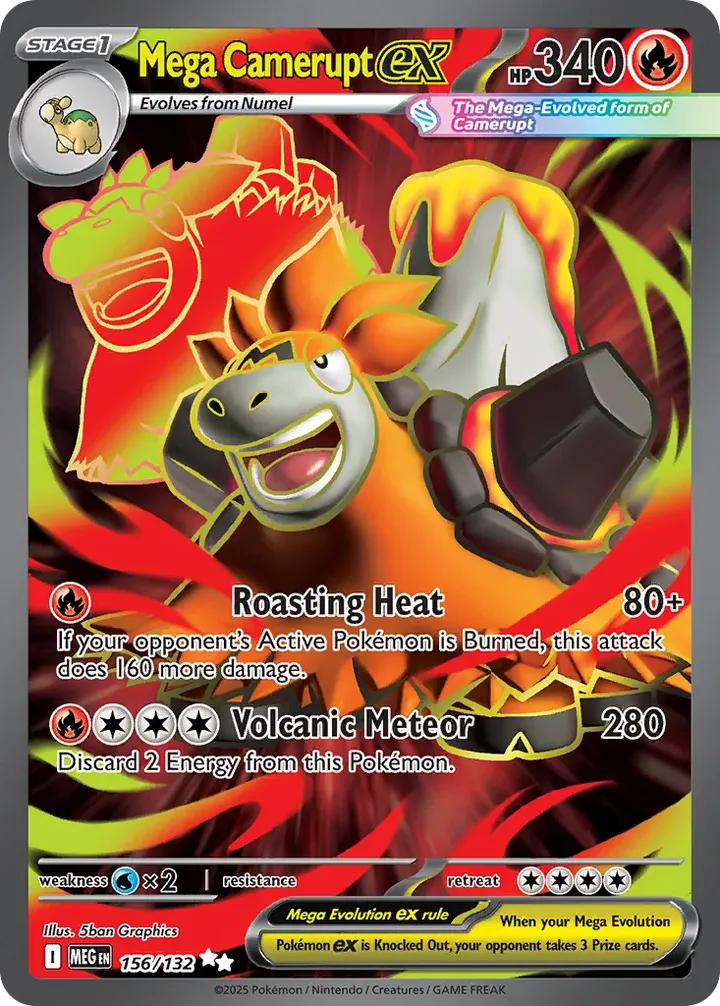 Mega Evolution 영어판 Mega Camerupt ex 156 카드 앞면