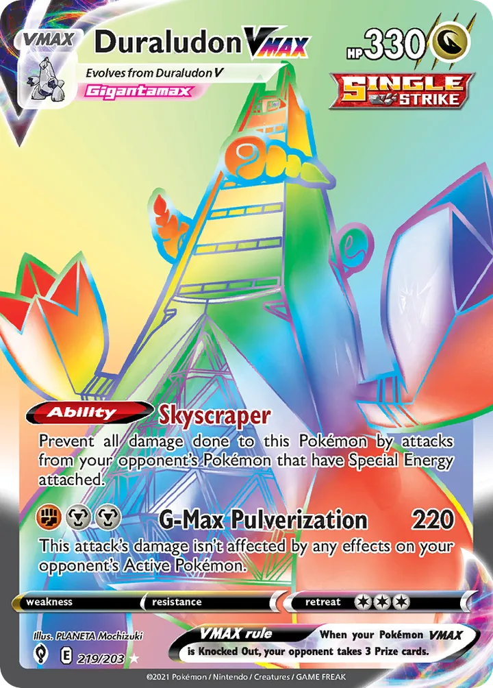 Sword & Shield—Evolving Skies 영어판 Duraludon VMAX 219 카드 앞면
