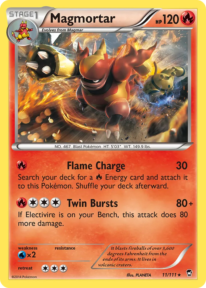 XY—Furious Fists 英語版 Magmortar 11 カード表面