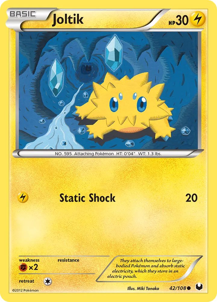 Black & White—Dark Explorers 영어판 Joltik 42 카드 앞면