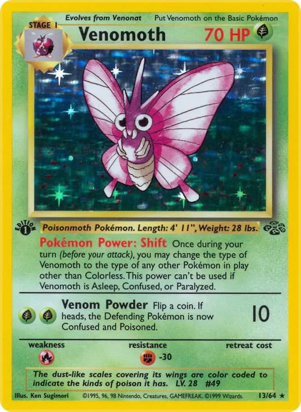 Jungle 영어판 Venomoth 13 카드 앞면