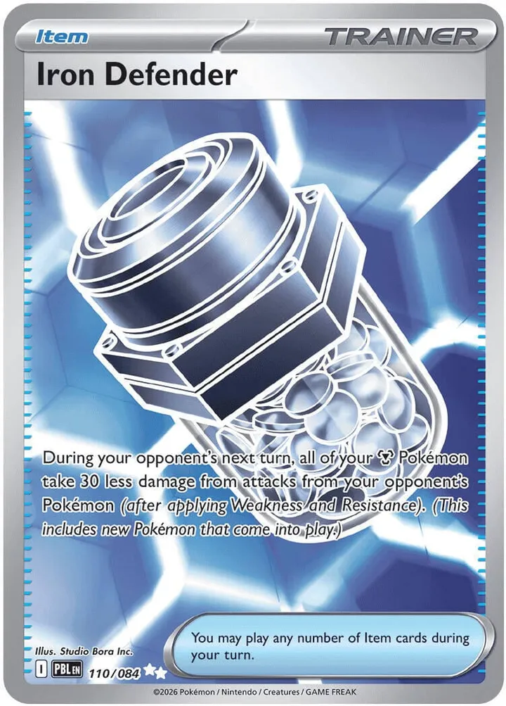 Mega Evolution—Pitch Black 영어판 Iron Defender 110 카드 앞면