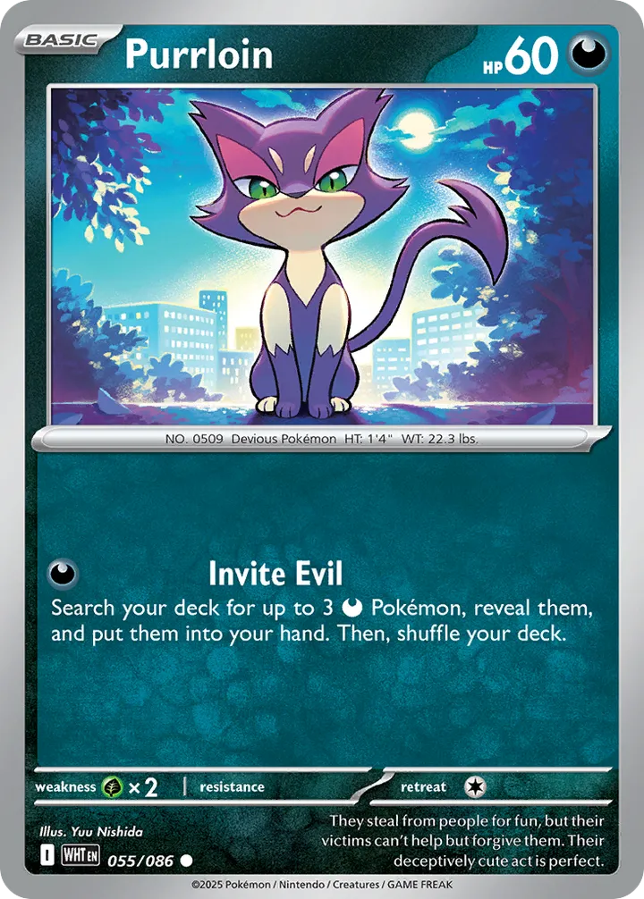 Scarlet & Violet—White Flare 영어판 Purrloin 55 카드 앞면