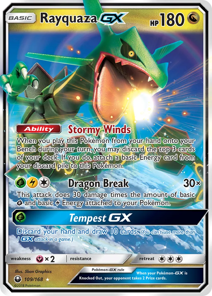Sun & Moon—Celestial Storm 영어판 Rayquaza-GX 109 카드 앞면